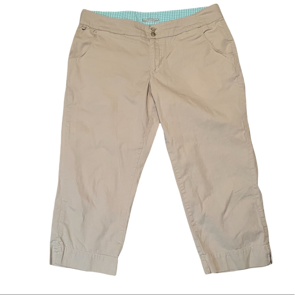 Columbia Omni Shade PFG Tan Capri Hiking Fishing Pants Size 12